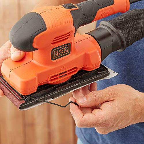 BLACK+DECKER BEW220 Lijadora Orbital 150 W 14.000 RPM diámetro órbita 2 mm Incluye 1 Hoja de Lija 150 V Cranberry