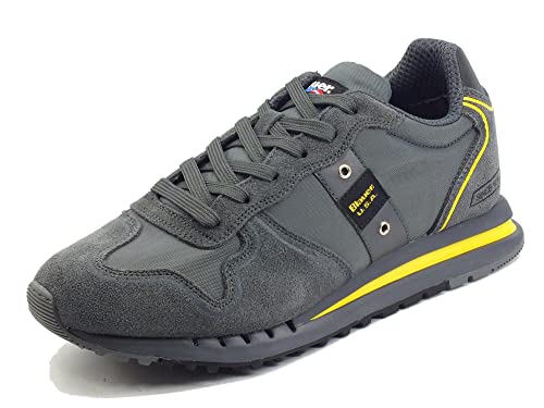 Blauer Quartz Dark Grey - Zapatillas deportivas para hombre, de piel y tela, gris, 45 EU