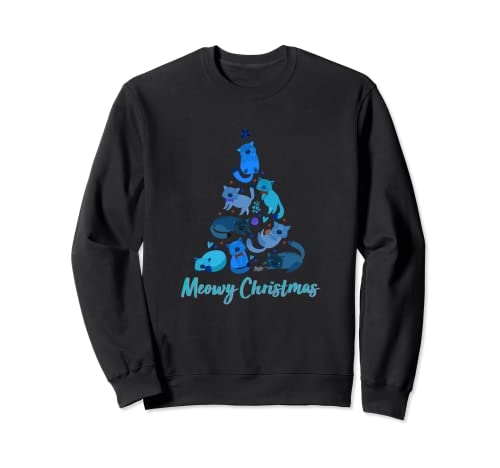 Blue Meowy Christmas | Árbol de Navidad Kitty Sudadera