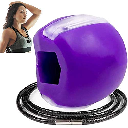 Bolas Para Ejercitar La MandíBula, Bola De Silicona Para Adelgazar La Cara, Tonificador Facial, Herramienta De Belleza Y Forma Facial para Hombres Y Mujeres(Morado + Cordón)