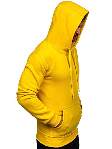 BOLF Hombre Sudadera Cerrada con Capucha Pulóver de algodón Blusa Hoodie Jersey Estilo Deportivo 2009-69 Amarillo M [1A1]