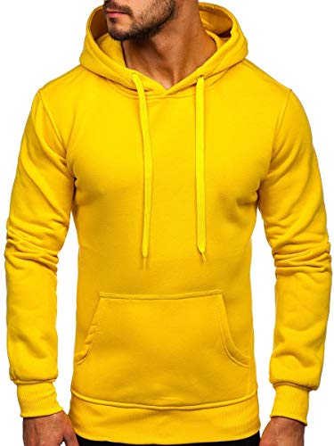 BOLF Hombre Sudadera Cerrada con Capucha Pulóver de algodón Blusa Hoodie Jersey Estilo Deportivo 2009-69 Amarillo M [1A1]