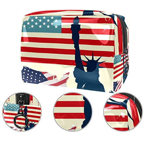 Bolsa De Maquillaje Bandera De Estados Unidos Retro Bolsa De Almacenamiento De Maquillaje Bolsa De Viaje Maquillaje Cosmético Bolsa Multifuncional Para Viaje 18.5x7.5x13cm