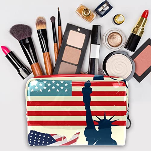 Bolsa De Maquillaje Bandera De Estados Unidos Retro Bolsa De Almacenamiento De Maquillaje Bolsa De Viaje Maquillaje Cosmético Bolsa Multifuncional Para Viaje 18.5x7.5x13cm