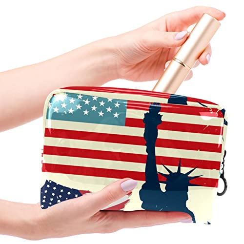 Bolsa De Maquillaje Bandera De Estados Unidos Retro Bolsa De Almacenamiento De Maquillaje Bolsa De Viaje Maquillaje Cosmético Bolsa Multifuncional Para Viaje 18.5x7.5x13cm