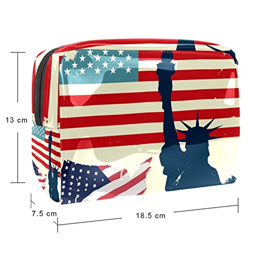 Bolsa De Maquillaje Bandera De Estados Unidos Retro Bolsa De Almacenamiento De Maquillaje Bolsa De Viaje Maquillaje Cosmético Bolsa Multifuncional Para Viaje 18.5x7.5x13cm