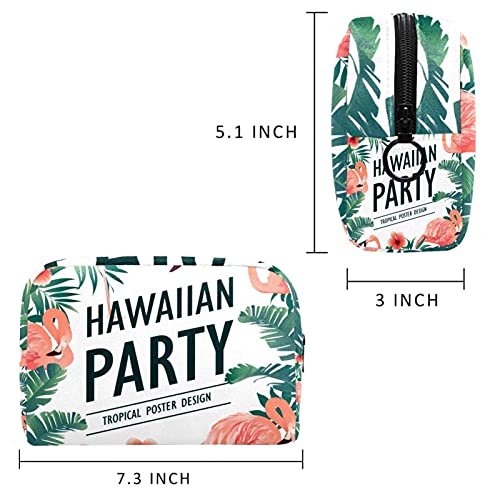 Bolsa de Maquillaje de Viaje cosméticos pequeñas para Mujer Cremallera portátil de Gran capacidadHawaii Un Partido Poster Pájaros Tropicales para el Uso Diario del Bolso