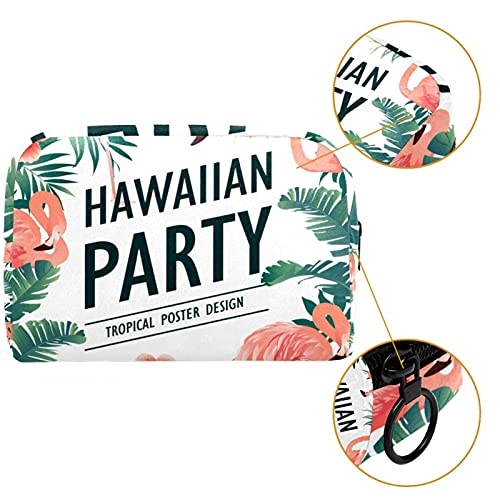 Bolsa de Maquillaje de Viaje cosméticos pequeñas para Mujer Cremallera portátil de Gran capacidadHawaii Un Partido Poster Pájaros Tropicales para el Uso Diario del Bolso