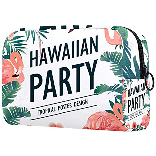 Bolsa de Maquillaje de Viaje cosméticos pequeñas para Mujer Cremallera portátil de Gran capacidadHawaii Un Partido Poster Pájaros Tropicales para el Uso Diario del Bolso