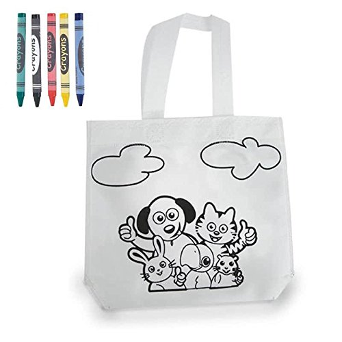 Bolsa Para Colorear - Detalles para Niños, Cumpleaños, Colegios, Fiestas - Bolsa infantil para pintar con pinturas de cera - DISOK Ideal para regalos de Fiestas cumpleaños, comuniones y eventos