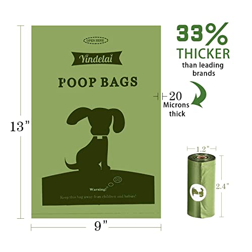 Bolsas Caca Perro Biodegradable 390 Bolsas (26 Rollos) - Bolsas Perro Caca con 1 Gratis Dispensador, Prueba de Fugas y Fragante Bolsas para Caca de Perro