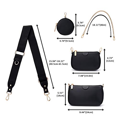 Bolso Bandolera Multiusos para Mujer, YALUXE Bolso de Cuero Sintético Multi Bolso Doble 5 en 1 Bolsos con Cremallera con Monedero Moda