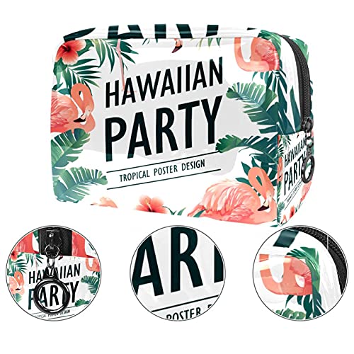 Bolso Grande del Maquillaje de Las Mujeres, Impermeable del Neceser del Almacenamiento Hawaii Un Partido Poster Pájaros Tropicales para Viajes, Organizadora de cosméticos