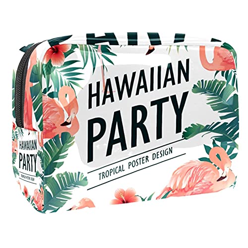 Bolso Grande del Maquillaje de Las Mujeres, Impermeable del Neceser del Almacenamiento Hawaii Un Partido Poster Pájaros Tropicales para Viajes, Organizadora de cosméticos