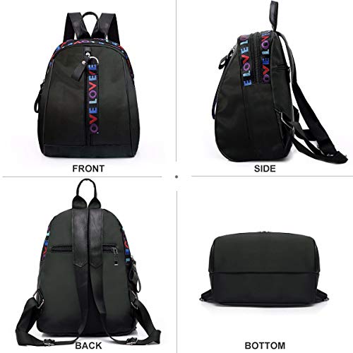 Bolsos Mochila de Mujeres Antirrobo Impermeable Nylon Pequeña Mochilas Negro Escolares Bolso Bandolera Casual para Mujer Monedero de Cuero de Viaje Tela Oxford de Bolsa de Hombro Escolar