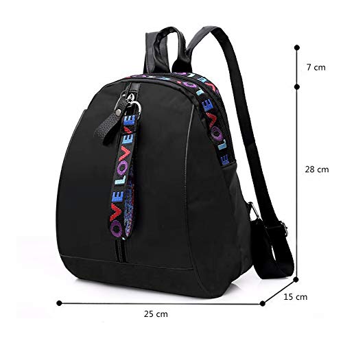 Bolsos Mochila de Mujeres Antirrobo Impermeable Nylon Pequeña Mochilas Negro Escolares Bolso Bandolera Casual para Mujer Monedero de Cuero de Viaje Tela Oxford de Bolsa de Hombro Escolar