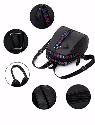 Bolsos Mochila de Mujeres Antirrobo Impermeable Nylon Pequeña Mochilas Negro Escolares Bolso Bandolera Casual para Mujer Monedero de Cuero de Viaje Tela Oxford de Bolsa de Hombro Escolar