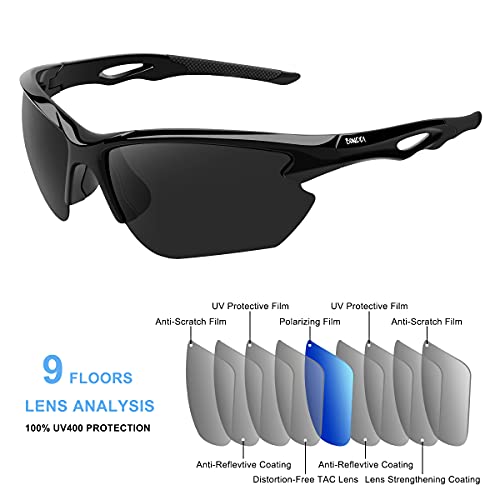 BONDDI Gafas de Sol Deportivas, Gafas de Sol Deportivas Polarizadas para Hombre y Mujer, Protección UV400, Montura TR90 Ligera y Envolvente para Ciclismo Pesca Golf Running Conducción Esquí Senderismo