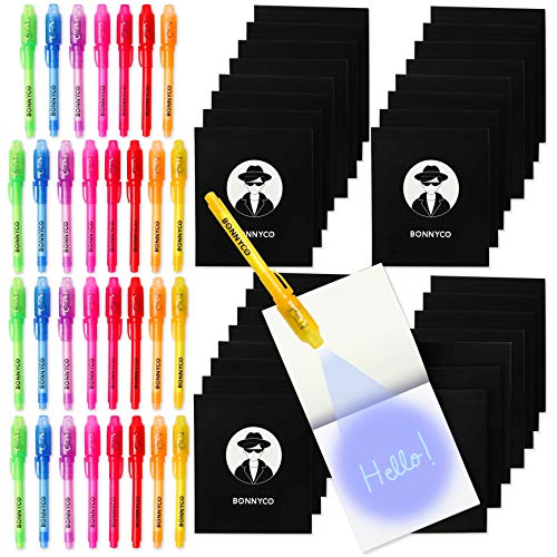 BONNYCO Bolígrafo Tinta Invisible y Libreta Pack x 32 Cumpleaños Niños Colegio, Detalles Cumpleaños Infantiles o Relleno Piñata | Regalos para Niños en Comunión y Boda