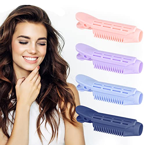 Boobeen 4 Pcs Raíz de pelo Clips Naturalmente esponjoso Voluminizador Pinzas para enrollar el cabello Herramienta de peinado - Volumen de autoagarre DIY Wave Pinza de raíz de pelo Fluffy Rollers Clips