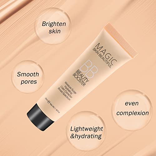 Boobeen Hydrating BB Cream, Full-Coverage Foundation&Concealer, Colour Correcting Cream, Tinted Moisturizer BB Cream para todo tipo de piel - unifica el tono de la piel.