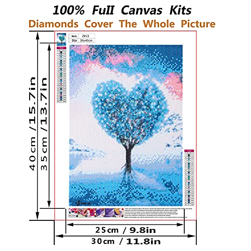 BOUNDAIR DIY 5D Diamante Pintura Kits, Punto de Cruz Diamante Diamond Painting Completo Bordado Punto de Cruz Diamante Craft Decoración de la pared del Hogar- Flor en Forma de Corazón (30 x 40 cm)