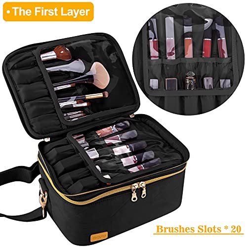 BQTQ Neceser Maquillaje Grande Bolsa de Maquillaje de Viaje Portátil Bolsa de Cosméticos para Mujer, Negro