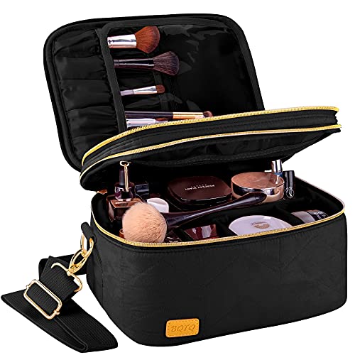 BQTQ Neceser Maquillaje Grande Bolsa de Maquillaje de Viaje Portátil Bolsa de Cosméticos para Mujer, Negro