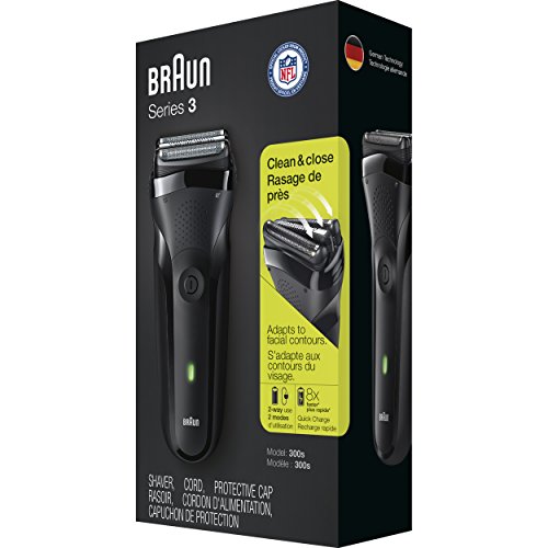 Braun Series 3 300s Men's Electric Shaver/Rechargeable Electric Razor, Black