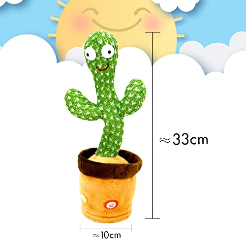 BRAVO HOME Peluche Cactus Bailarín - Cactus Plush Toy - Cactus De Baile Electrónico con Luces y Canciones en Español - Baila, Imita y Graba - Juguetes Creativos y Educativos - Incluye Cable USB