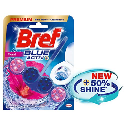 Bref Blue Activ Floral Cesta WC (pack de 10 unidades), limpia baño para un WC siempre limpio y fresco, limpiador de baños con fórmula antical que elimina la suciedad