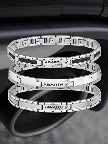 BREIL - Colección Abarth TJ3099 - Pulsera para Hombre - Pulsera de Acero Pulido y Cepillado para Hombre, con Acabado Arenado y Cierre de Joyería - Longitud Ajustable de 17 a 23,5 cm