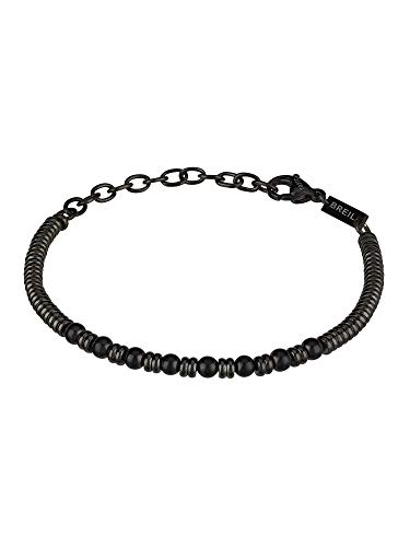 BREIL - Pulsera para Hombre Colección B FENCE TJ2779 - Pulsera con Cuentas de Shungite Negro - Longitud 22,5 cm