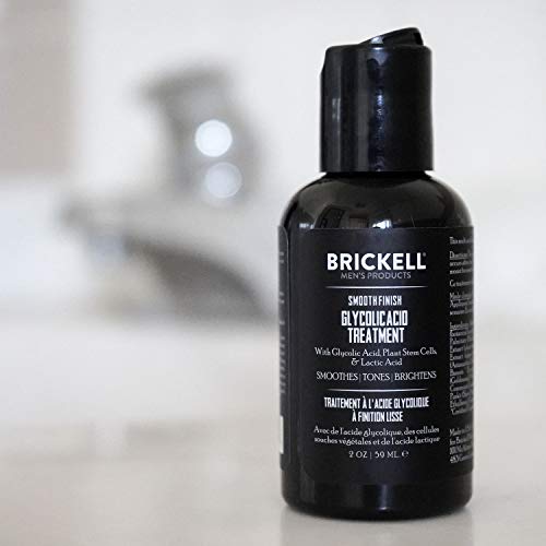 Brickell Men's Tratamiento de ácido glicólico de acabado suave para hombres, natural y orgánico, humectante facial para una piel más luminosa y suave, 59 mililitros, perfumado