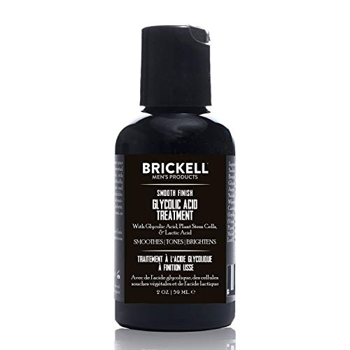 Brickell Men's Tratamiento de ácido glicólico de acabado suave para hombres, natural y orgánico, humectante facial para una piel más luminosa y suave, 59 mililitros, perfumado