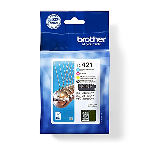 Brother LC421VAL Pack de 4 colores de cartuchos originales de tinta para las impresoras MFCJ1010DW y DCPJ1050DW