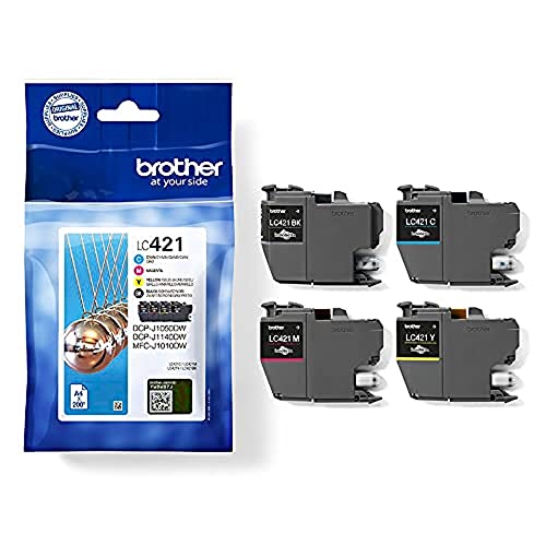 Brother LC421VAL Pack de 4 colores de cartuchos originales de tinta para las impresoras MFCJ1010DW y DCPJ1050DW