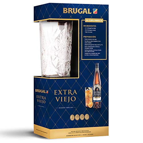 Brugal Extra Viejo Ron Dominicano y Estuche Vaso Alto, 700ml