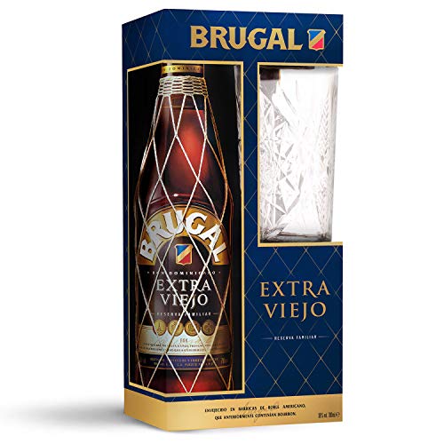 Brugal Extra Viejo Ron Dominicano y Estuche Vaso Alto, 700ml