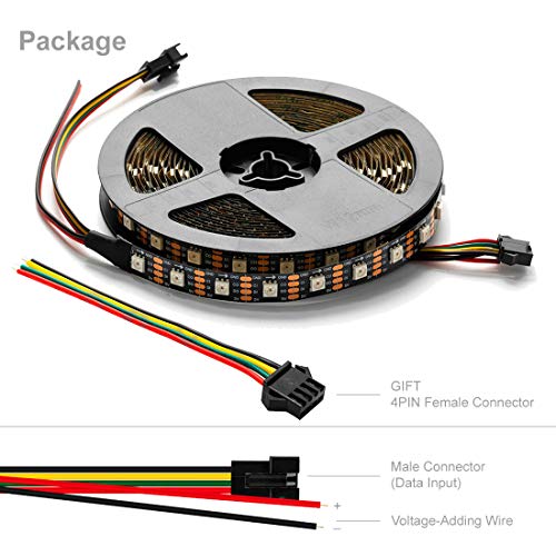 BTF-LIGHTING 16.5Ft 5M SK9822 (similar APA102C) 60 Pixels/Leds/m 300leds Non-waterproof Black PCB DATA and CLOCK seperately DC5V Individual Adressable Full Color