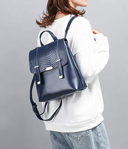 BUKESIYI Mujer Bolsos Mochila Niña Vestir Antirobo Pequeña Casual Bandolera Portatil PU Cuero Piel CCES78120 Azul