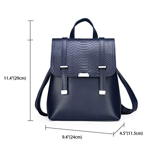 BUKESIYI Mujer Bolsos Mochila Niña Vestir Antirobo Pequeña Casual Bandolera Portatil PU Cuero Piel CCES78120 Azul