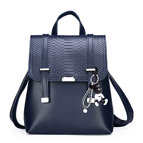 BUKESIYI Mujer Bolsos Mochila Niña Vestir Antirobo Pequeña Casual Bandolera Portatil PU Cuero Piel CCES78120 Azul