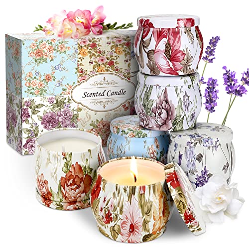 Buluri Velas aromaticas,Velas Perfumadas Juego,velas decorativas,Juego de 6*4oz Velas de Cera Soja Portátiles para Mujere,Regalos para Navidad, Día de Madre, San Valentín,Yoga y Decoración Hogar