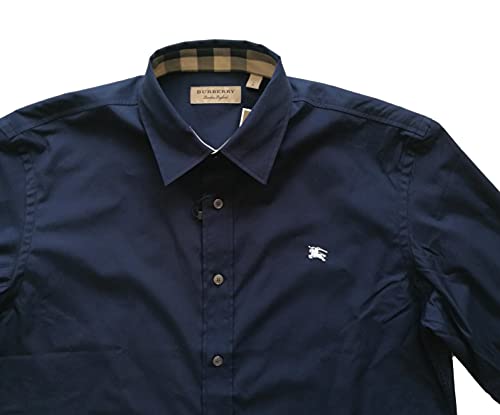 BURBERRY Camisa de manga larga de algodón para hombre, 4500589605, azul, turquesa, L