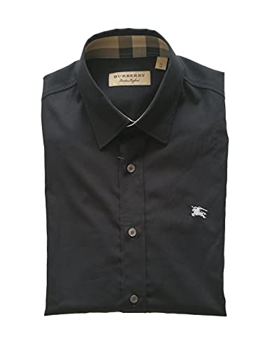 BURBERRY Camisa de manga larga de algodón para hombre, 8036291, color negro, Negro , XS