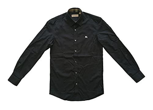 BURBERRY Camisa de manga larga de algodón para hombre, 8036291, color negro, Negro , XS