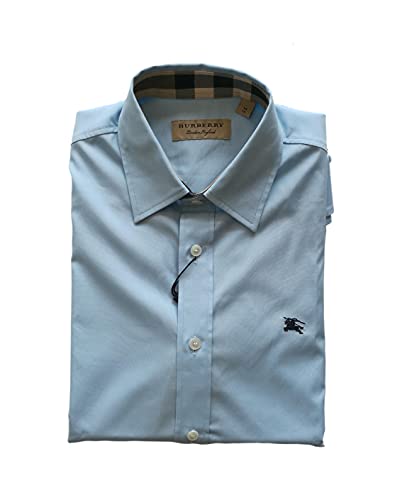 BURBERRY Camisa de manga larga de algodón para hombre, 8036294, azul, azul claro, XL