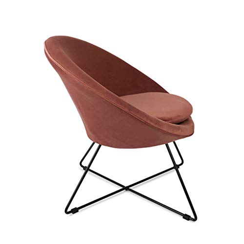 Butaca de diseño pequeña para Dormitorio Kane, Terciopelo, Color Rosa, cómoda, Mini sillón, Pata metálica,74x67x79 cm.