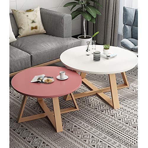 C-J-Xin Sólidas mesas de Madera End, Balcón Simples Mesa Redonda pequeña Sala de Estar Muebles Sofá Tablas Tablas del Hotel Apartamento Secundarios Mesas auxiliares (Color : White, Size : 70 * 45CM)